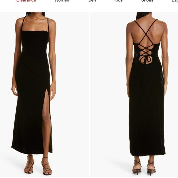 STAUD Bellamy Lace-Up Back Velvet Midi Dress - Picture 1 of 5